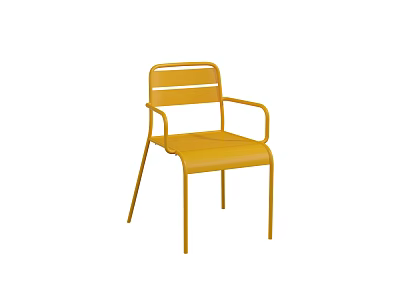 Modern Yellow Leisure Chair with Metal Frame and Armrests in Minimalist Design 3d model