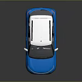 Blue Compact SUV Exterior Design With White Roof And Black Wheels