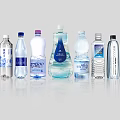 Bottled Water Display With Various Brands And Different Clear Plastic Bottle Designs 3d model