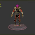 3D Character Model Standing On Circular Base With Red Outfit And Backpack