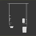 Modern Bathroom Equipment Set With Sink Toilet Shower And Hanging Frame