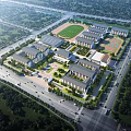Aerial View of School Campus With Multiple Buildings Sports Field and Green Surroundings