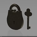 Classic Brass Padlock And Vintage Key As Decorative Hardware Tools With Intricate Engravings