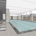 Indoor Swimming Pool With Clear Water Modern Ceiling Design Marble Columns And Loungers