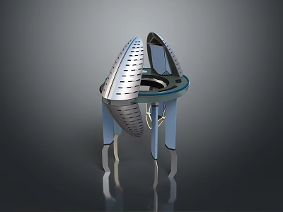Futuristic Metallic Structure With Streamlined Design Transparent Top And Support Legs 3d model