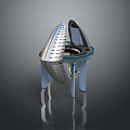 Futuristic Metallic Structure With Streamlined Design Transparent Top And Support Legs