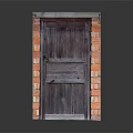 Vintage Wooden Door With Red Brick Frame And Classic Design Structure