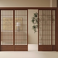 Middle style sliding door partition 3d model