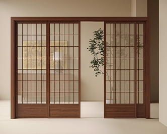 Middle style sliding door partition 3d model