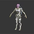 Sci Fi Character Featuring Silver White Armor Complex Mechanical Patterns And Glowing Elements 3d model