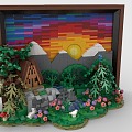 Lego toy building blocks three-dimensional painting three-dimensional painting decorative painting decorative scene forest hut 3d model