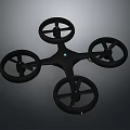 Sleek Black Four Rotor Drone Design With Propellers And Central Blue Light
