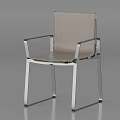 Modern Leisure Chair With Silver Metal Frame Light Leather Seat And Backrest Design