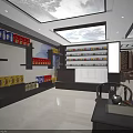Bright Modern Liquor and Tobacco Store Interior With Display Cabinets Product Shelves And Ceiling Design