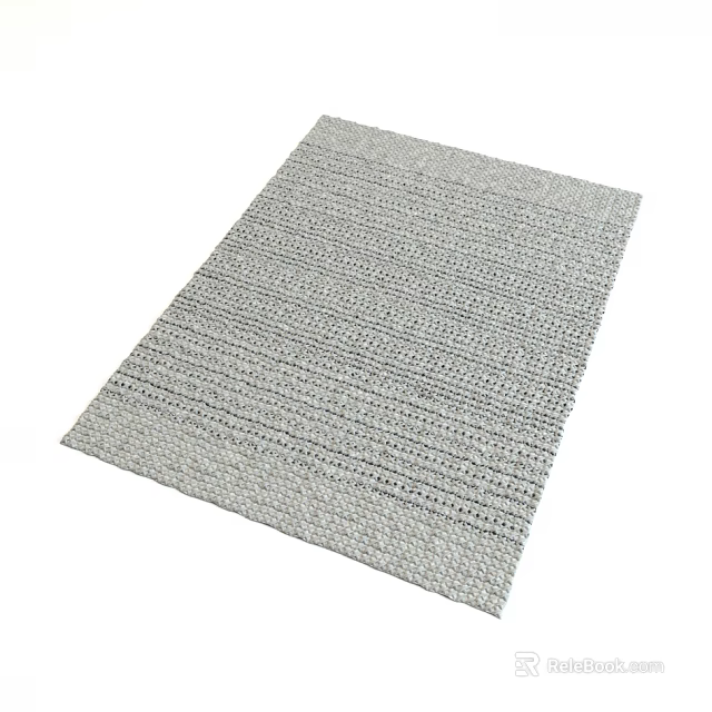 Light Gray Square Carpet With Black Stripes And Woven Texture For Modern Home 3d model 