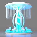 Modern Commercial Display Equipment With Circular Top Streamlined Design And Blue Lighting Base Platforms 3d model