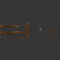 Rustic Broken Wooden Fence With Splintered Planks And Weathered Posts