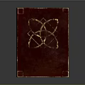 Elegant Dark Red Box With Golden Carved Pattern On Leather Surface And Wooden Base