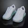 White Modern Sports Shoes with Light Green Sole and Air Cushion Design for Daily Wear