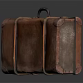 Vintage Brown Leather Suitcase With Handle And Straps Classic Design