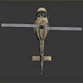 Detailed Military Tactical Helicopter With Brown Camouflage Rotors And Open Door Structure