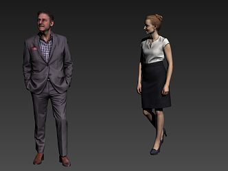 Modern Double Business Man Woman 3d model