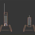 Two Metal Frame Devices With Copper Stands Blue Black Panels And Reflective Base