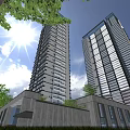 Modern High Rise Residential Buildings Exterior With Lush Greenery And Bright Sunshine