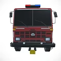 Highly Functional Red Fire Truck With Emergency Lights Ladder And Rescue Equipment