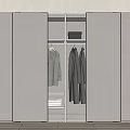 Modern Sliding Door Wardrobe With Hanging Rods Shelves And Neutral Design