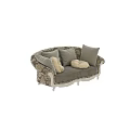 Classic Two Seater Sofa With Floral Pattern Fabric Gray Gold Cushions And White Carved Legs