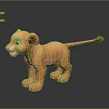 Cartoon Young Lion Character With Green Eyes And Orange Fur Standing