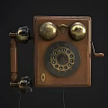 Vintage Wooden Rotary Telephone With Brass Accents And Classic Design Elements
