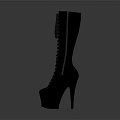 Black Knee High Boots With Lace Up Design And High Heel Platform Soles