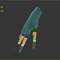 3D Model Of Black Mechanical Arm With Yellow Fingers And Blue Joints