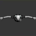 Futuristic Helmeted Robot Character With White Armor Black Accents Standing Pose And Extended Arms