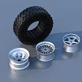 Black Textured Tire And Three Silver Alloy Wheel Rims With Spoke Design Living Supplies