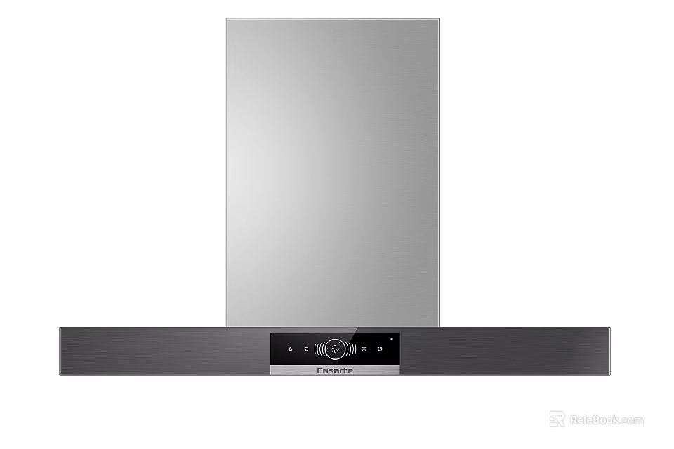 Stainless Steel Kitchen Range Hood with Black Control Panel and Modern Design 3d model 
