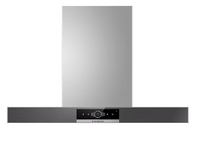 Stainless Steel Kitchen Range Hood with Black Control Panel and Modern Design 3d model