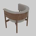 Modern Minimalist Leisure Chair With Light Fabric Seat And Curved Wooden Backrest