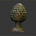 Ancient Bronze Pinecone Decorative Sculpture With Scaly Texture And Base 3d model