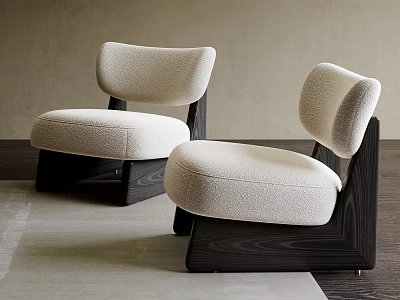 Beige Single Sofa With Soft Upholstery Dark Wooden Legs In Modern Interior Design 3d model