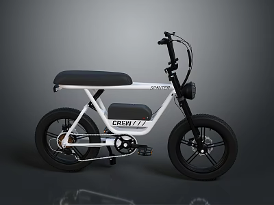 Modern Crew Electric Bike With White Body Black Seat And Black Tires 3d model