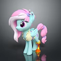 Blue Pony Character with Pink Mane and Tail Winged Standing Next to Golden Toy Accessory