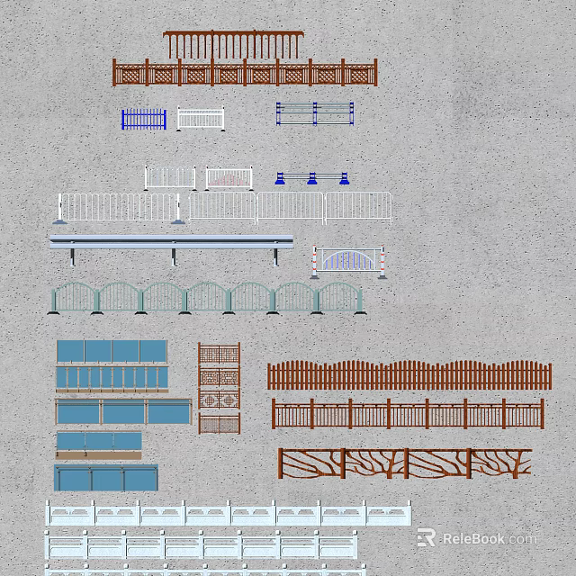 Various Fence Styles and Designs with Different Materials for Garden and Outdoor Areas 3d model 