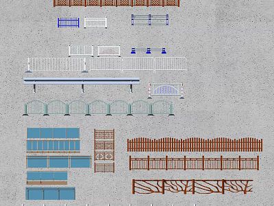 Various Fence Styles and Designs with Different Materials for Garden and Outdoor Areas 3d model