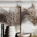 Modern Minimalist Decorative Ornament Set With Stone Ceramic Dried Flowers And Geometric Wall Home Decor