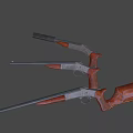 Three Guns With Varying Barrel Lengths Wooden Stocks And Black Barrels