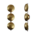 Elegant Modern Gold Wall Lamp With Three Round Hammered Brass Shades And Textured Surface