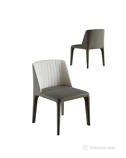Modern Leisure Chair With Gray And White Design Striped Backrest And Sleek Minimalist Style 3d model 